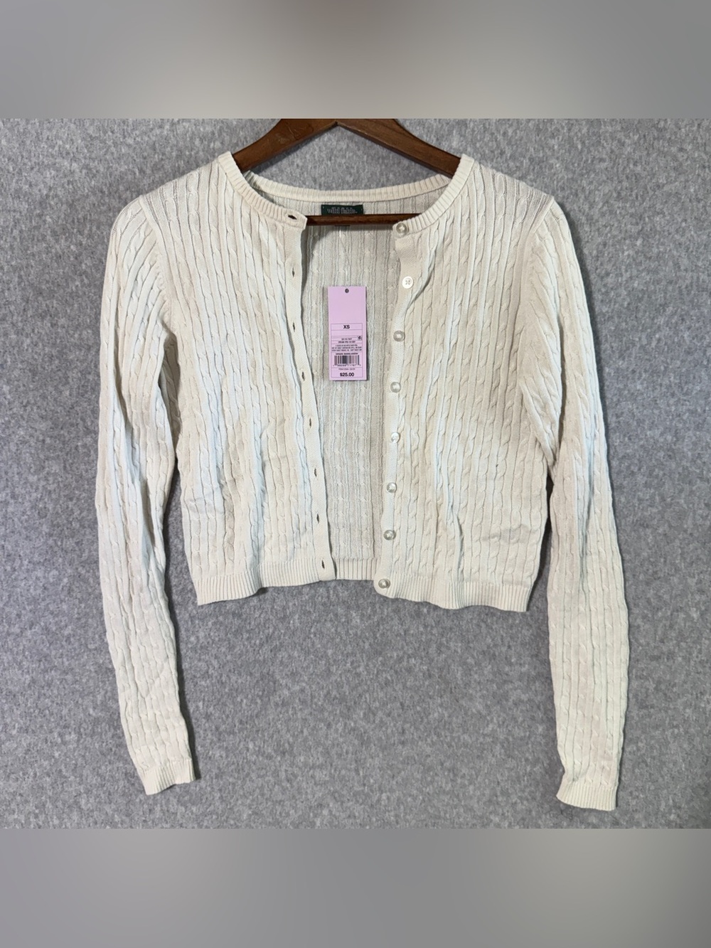 wild fable Cream Cable Knit Button-Up Cardigan extra small